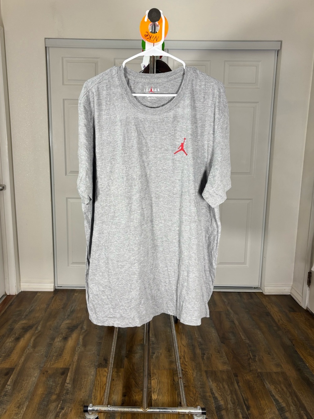 Jordan Gray Tee with Red Jumpman Logo